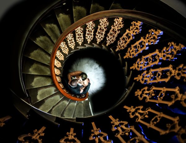 Wedding at Overnewton Castle Staircase